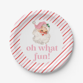 Retro Pink Santa Oh Wat leuk Papieren Bordje