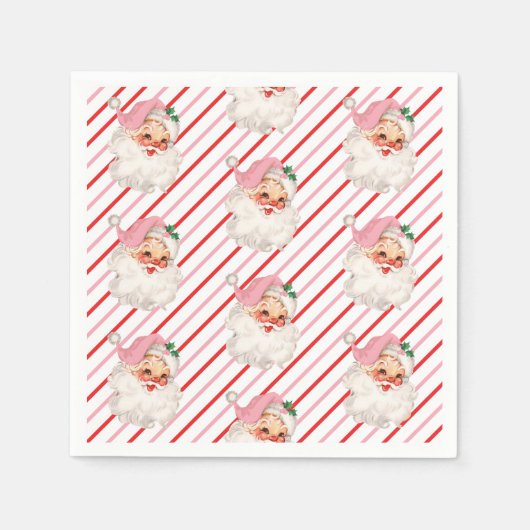 Retro Pink Santa Oh Wat leuk Servet (Voorkant)