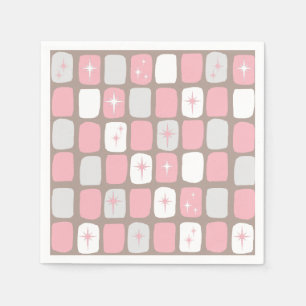 Retro Pink Starbursts Papier Cocktail servetten