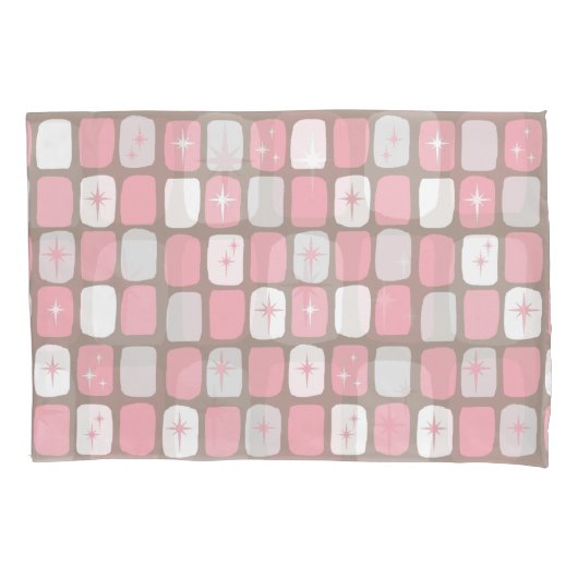 Retro Pink Starbursts Pillowcase Kussensloop (Voorkant)