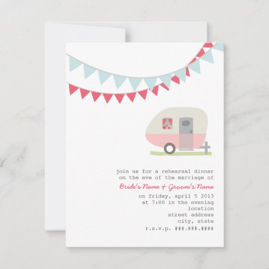 Retro Pink Trailer Rehearsal Invitation (Devant)
