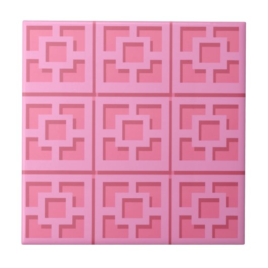 Retro Pink Trellis Ceramic Tile Tegeltje (Voorkant)