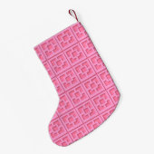 Retro Pink Trellis Kerstmis stoppen Kleine Kerstsok (Achterkant (Hangend))