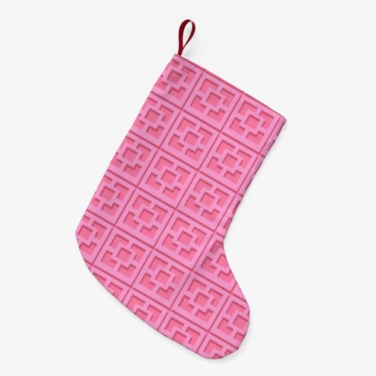 Retro Pink Trellis Kerstmis stoppen Kleine Kerstsok (Voorkant (Hangend))
