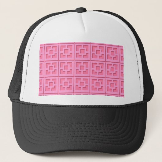 Retro Pink Trellis Trucker Hat Pet (Voorkant)
