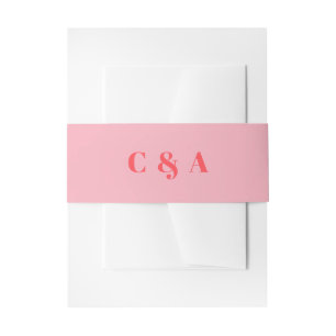 Retro Pink Trendy Black en White Uitnodigingen Wikkel