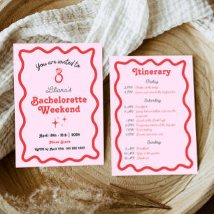 Retro Pink Wave Bachelorette Weekend Route Kaart