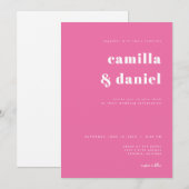 Retro Pink Wedding Invitation Hippie Groovy Kaart (Voorkant / Achterkant)