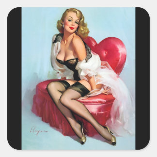 Retro Pinup Art Pin Up Girl Vierkante Sticker