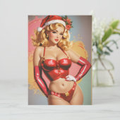 Retro Pinup Kerstkaart (Staand voorkant)