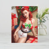 Retro Pinup Kerstkaart (Staand voorkant)