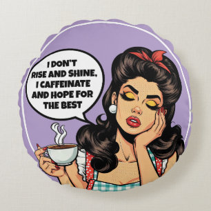 Retro Pinup_ Stijg en Glans Rond Kussen