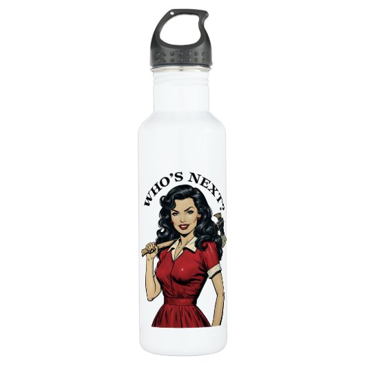Retro Pinup "Who's Next?" Water Bottle Waterfles (Voorkant)