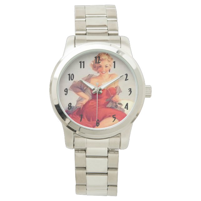 Retro  Pinups Horloge (Voorkant)