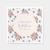 Retro Pioen Bloem Blauw Stippen Bruids Bruiloft Cu Servet (Voorkant)