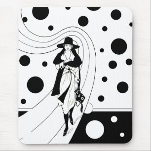 Retro Pistermodel, Vintage Art Deco Mode Muismat