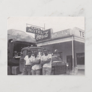 Retro Pit Bar-b-cue-teken Truck Driver Cafe Motel Feestdagenkaart