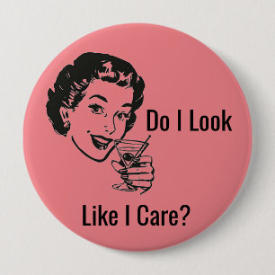 Retro pittige dame knop ronde button 4,0 cm