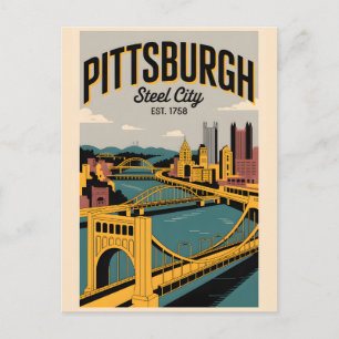 Retro Pittsburgh Pennsylvania Staalstad Vintage Briefkaart