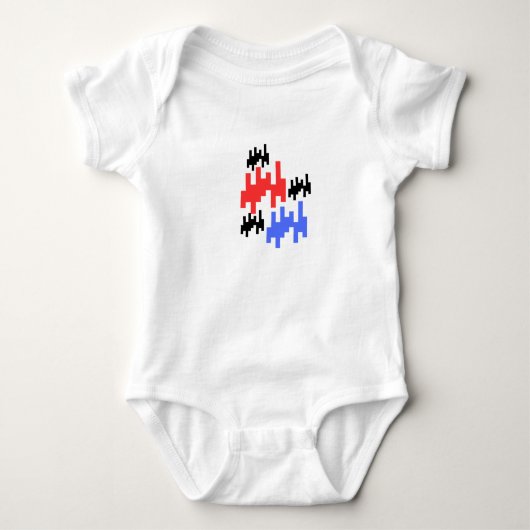 Retro Pixel Alien Baby Bodysuit;Cute Arcade Style Romper (Voorkant)