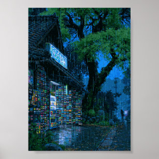 Retro Pixel Art Cyberpunk Muur Poster