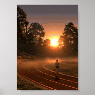 Retro Pixel Art Hardloper op een Stadionbaan bij Z Poster
