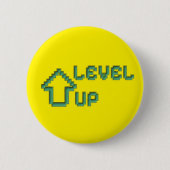 Retro Pixel Art Level Up Pin Button (Voorkant)