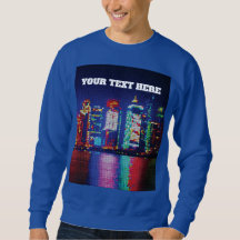 Retro Pixel Art Neon Stadssilhouet T-Shirt