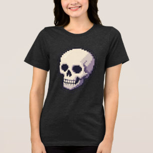 Retro Pixel Art Schedel Esthetisch Grafisch T-Shir Tri-Blend Shirt