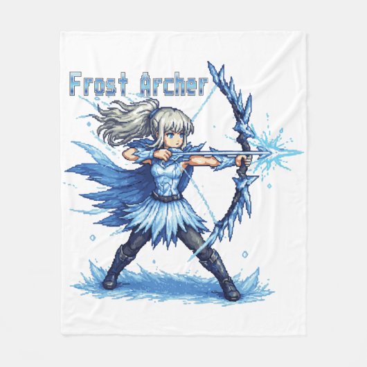 Retro Pixel Art Vorst Boogschutter Krijger Fleece Deken (Voorkant)