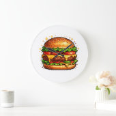 Retro Pixel Cheeseburger Klok (Huis)