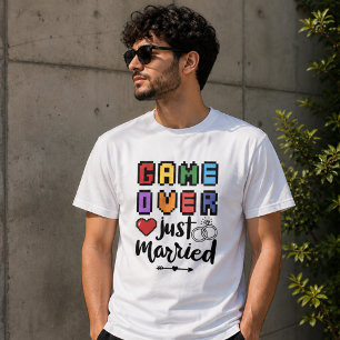 Retro Pixel Game Over Net Getrouwd Liefde T-shirt