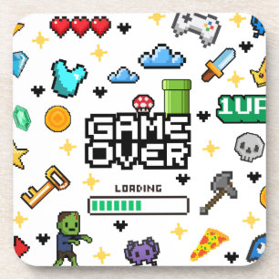 Retro Pixel Gamen Video Gamer Drinkviltje Bier Onderzetter