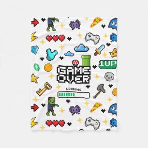 Retro Pixel Gamer Geworpen Deken, Cadeau voor Game Fleece Deken