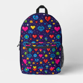 Retro Pixel Gaming Aesthetic Backpack Bedrukte Rugzak (Voorkant)