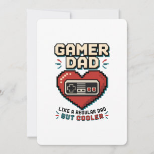 Retro Pixel Hart Controller Gamer Vader Kaart