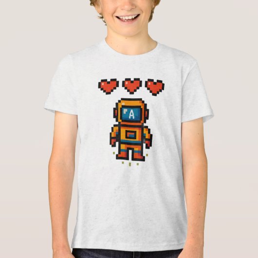 Retro Pixel Space Kinder T-shirt (Voorkant)