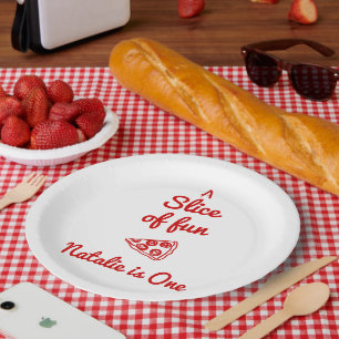 Retro Pizza 1e hand geschreven plakje leuke verjaa Papieren Bordje