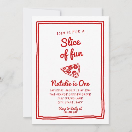 Retro Pizza 1e hand getrokken plak van leuke verja Kaart (Voorkant)