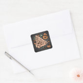 Retro pizza met een pompoen twist vierkante sticker (Envelop)