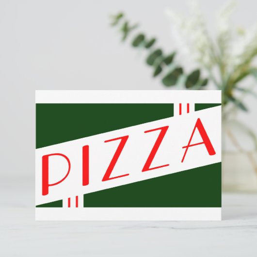 retro pizzafeestje kaart (Staand voorkant)