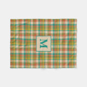 Retro Plaid Pattern in  Kleuren met Initiaal Fleece Deken (Voorkant (Horizontaal))