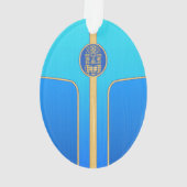 Rétro planche de surf bleue de Tiki (dos)