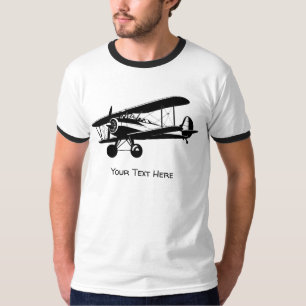 Retro Plane Silhouette Vliegtuig Aangepaste tekst T-shirt