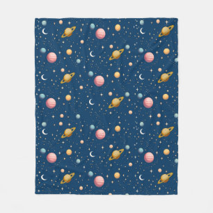 Retro Planeten en Sterren Patroon Fleece Deken