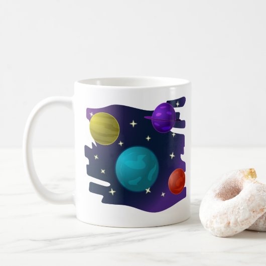 Retro Planeten Koffiemok (Met donut)
