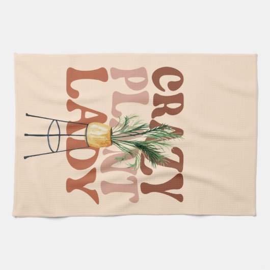 Retro Plant Lady Waterverf Planten Typografie Theedoek (Horizontaal)