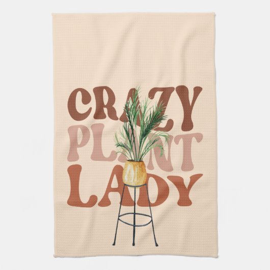Retro Plant Lady Waterverf Planten Typografie Theedoek (Verticaal)