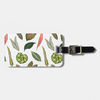 Retro Plantenblad Print Bagagelabel - Wit