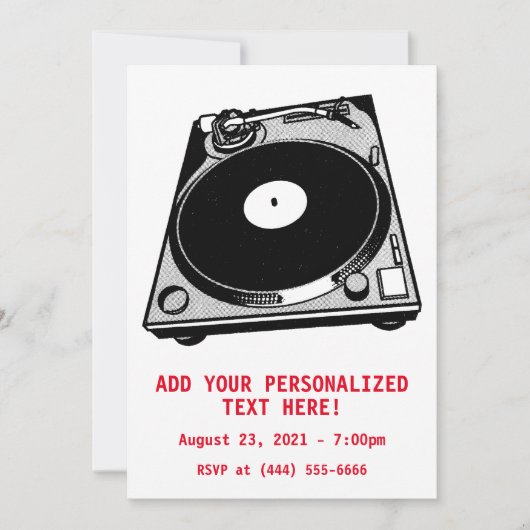 Retro Platenspeler Afbeelding in zwart Kaart (Voorkant)